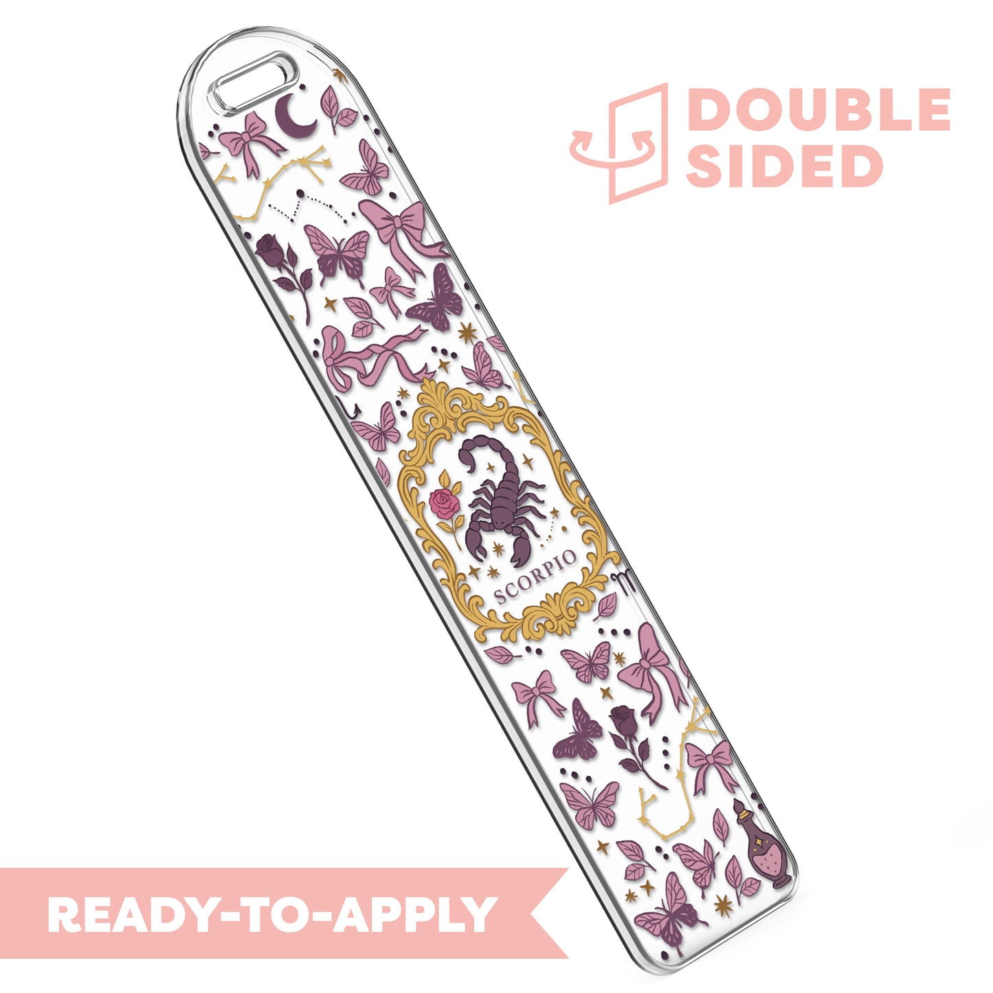 [ Double Sided ] Bookmark UV DTF Decal | Coquette Scorpio