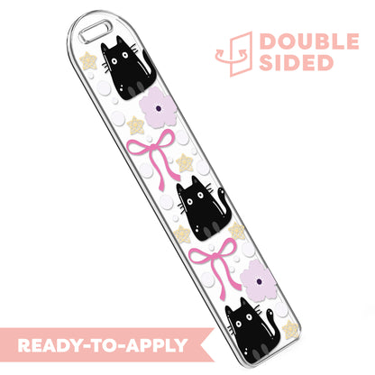 [ Double Sided ] Bookmark UV DTF Decal | Kawaii Black Cat 🐾