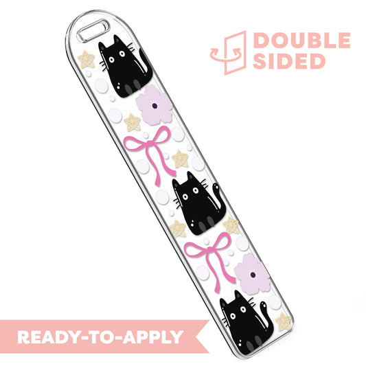 [ Double Sided ] Bookmark UV DTF Decal | Kawaii Black Cat 🐾
