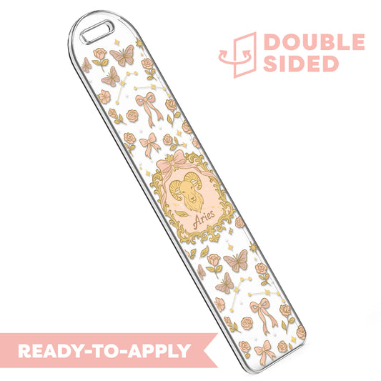 [ Double Sided ] Bookmark UV DTF Decal | Coquette Aries