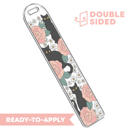 [ Double Sided ] Bookmark UV DTF Decal | Black Cat & Roses