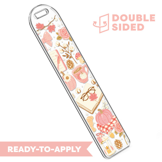 [ Double Sided ] Bookmark UV DTF Decal | Cozy Blush Fall