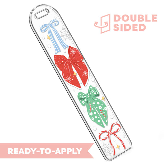 [ Double Sided ] Bookmark UV DTF Decal | Festive Coquette Bows
