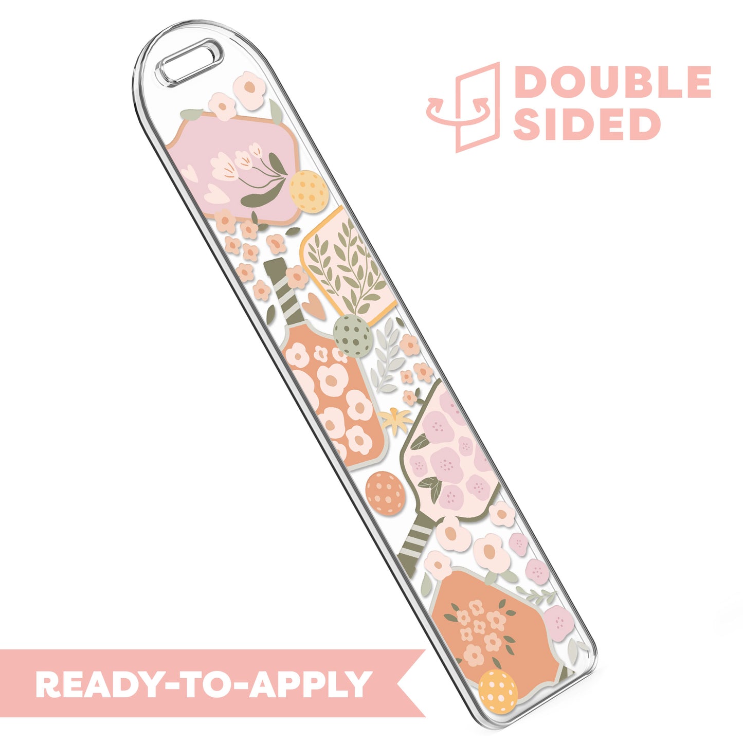 [ Double Sided ] Bookmark UV DTF Decal | Floral Pickleball Paddle