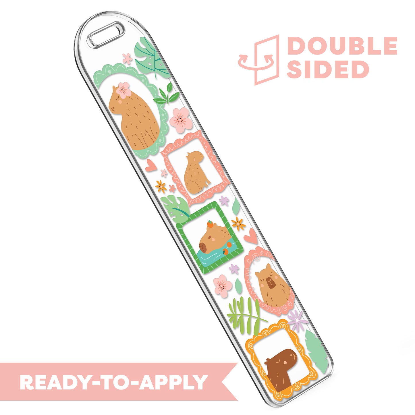 [ Double Sided ] Bookmark UV DTF Decal | Tropical Capybara