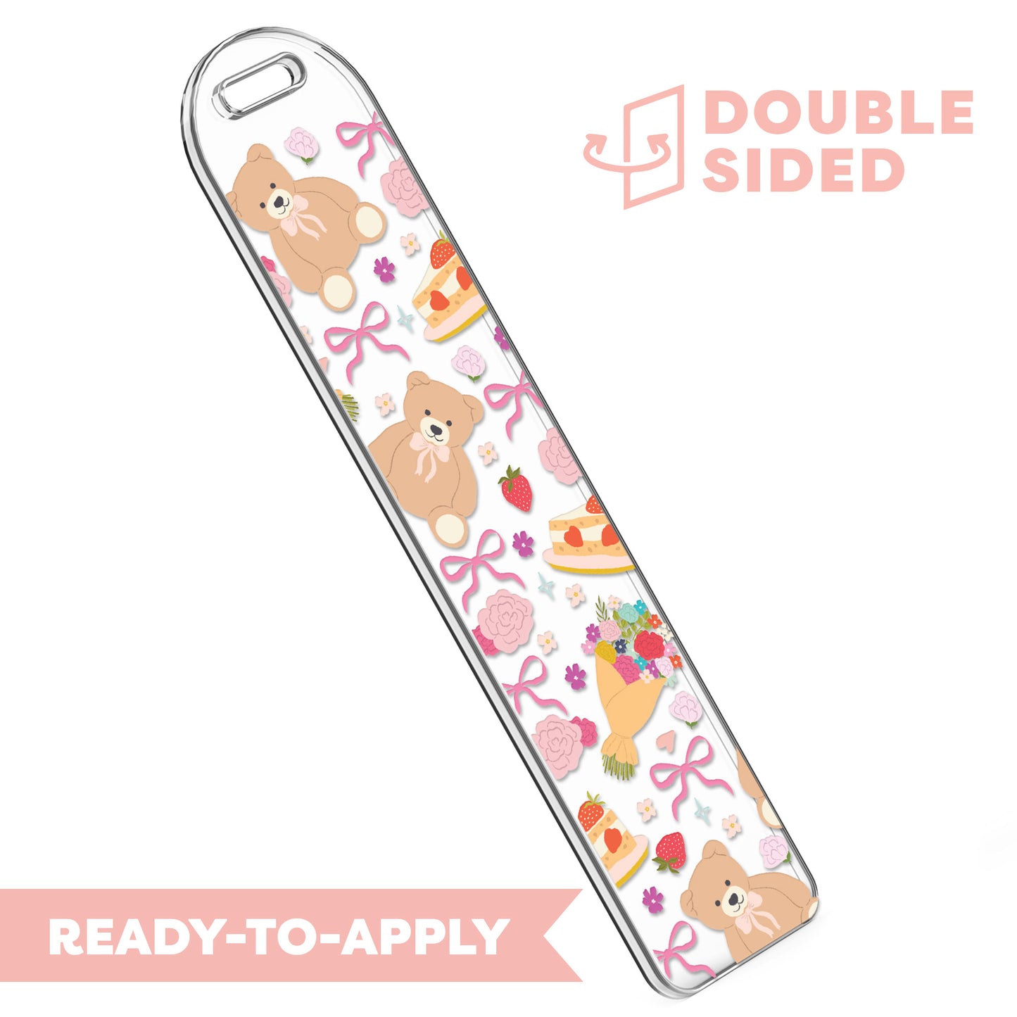 [ Double Sided ] Bookmark UV DTF Decal | Strawberry & Bear