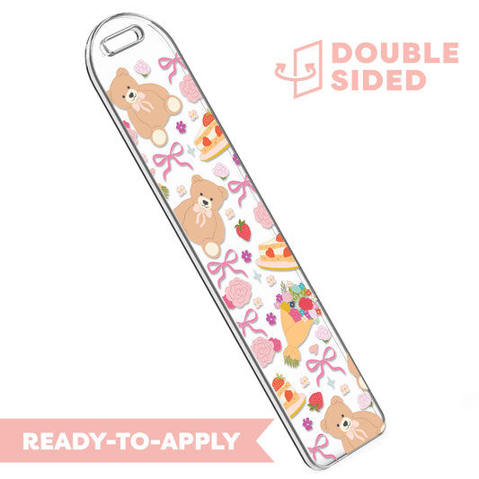 [ Double Sided ] Bookmark UV DTF Decal | Strawberry & Bear