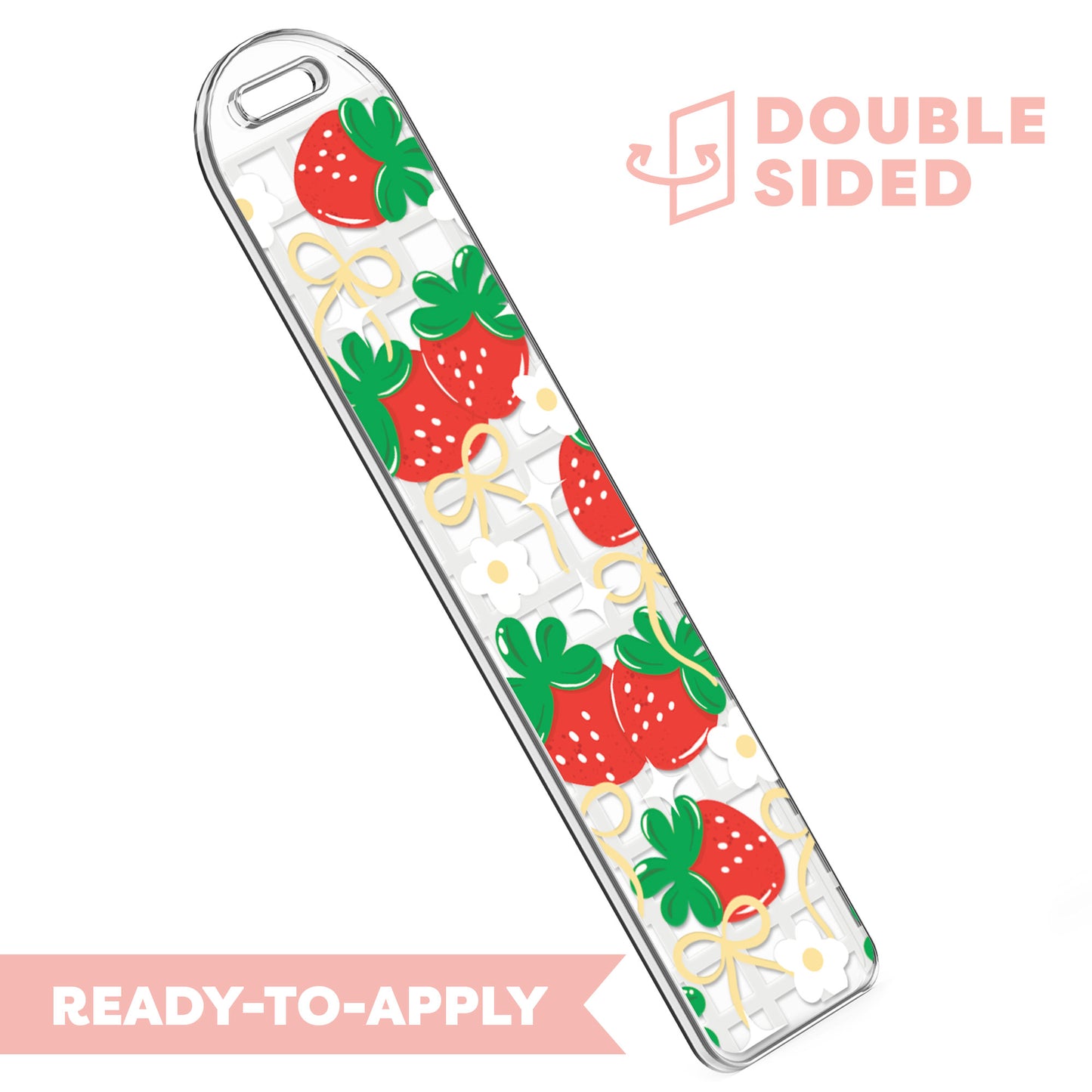 [ Double Sided ] Bookmark UV DTF Decal | Romantic Strawberry Checkered