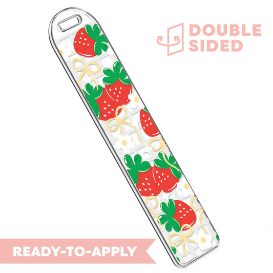 [ Double Sided ] Bookmark UV DTF Decal | Romantic Strawberry Checkered