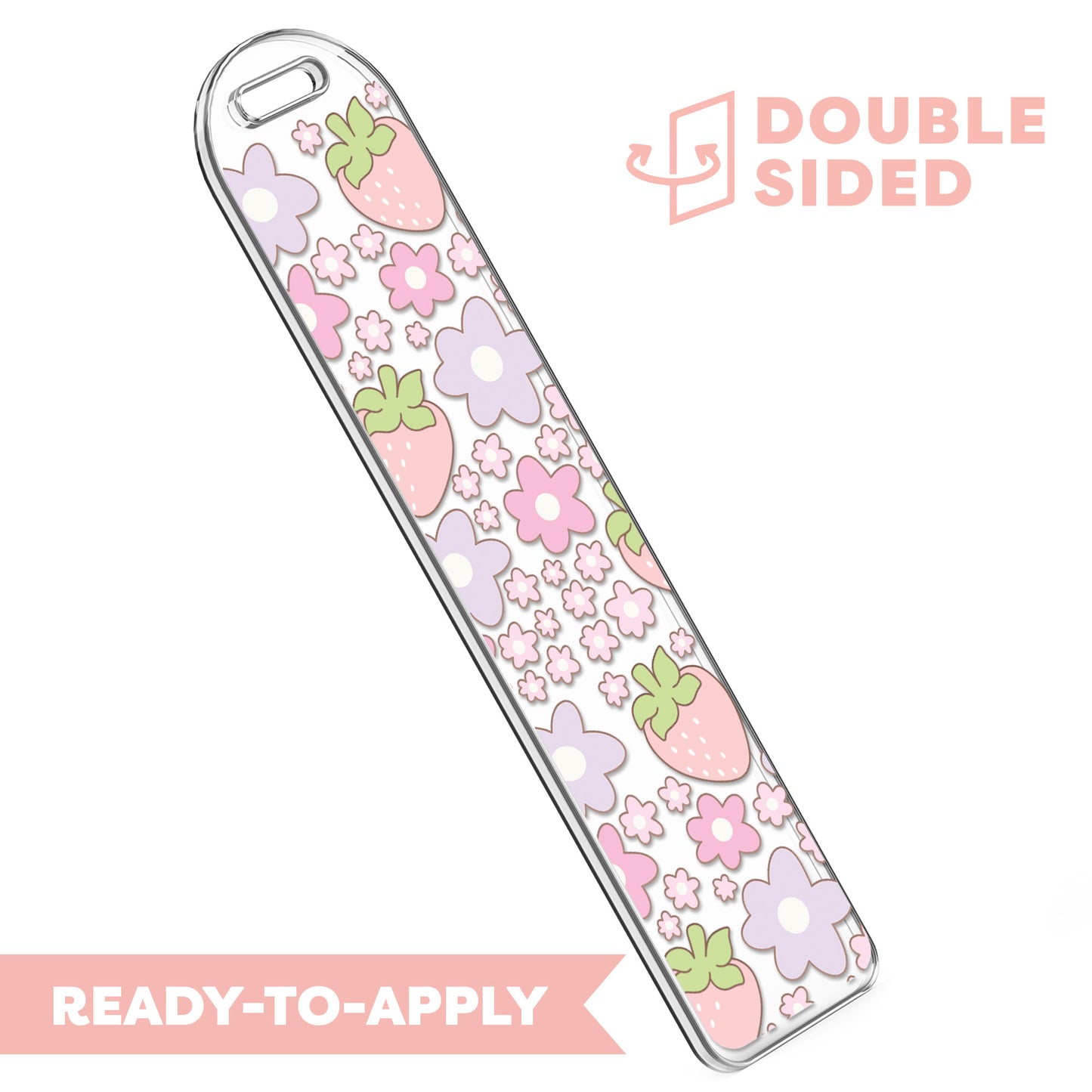 [ Double Sided ] Bookmark UV DTF Decal | Berry x Flower