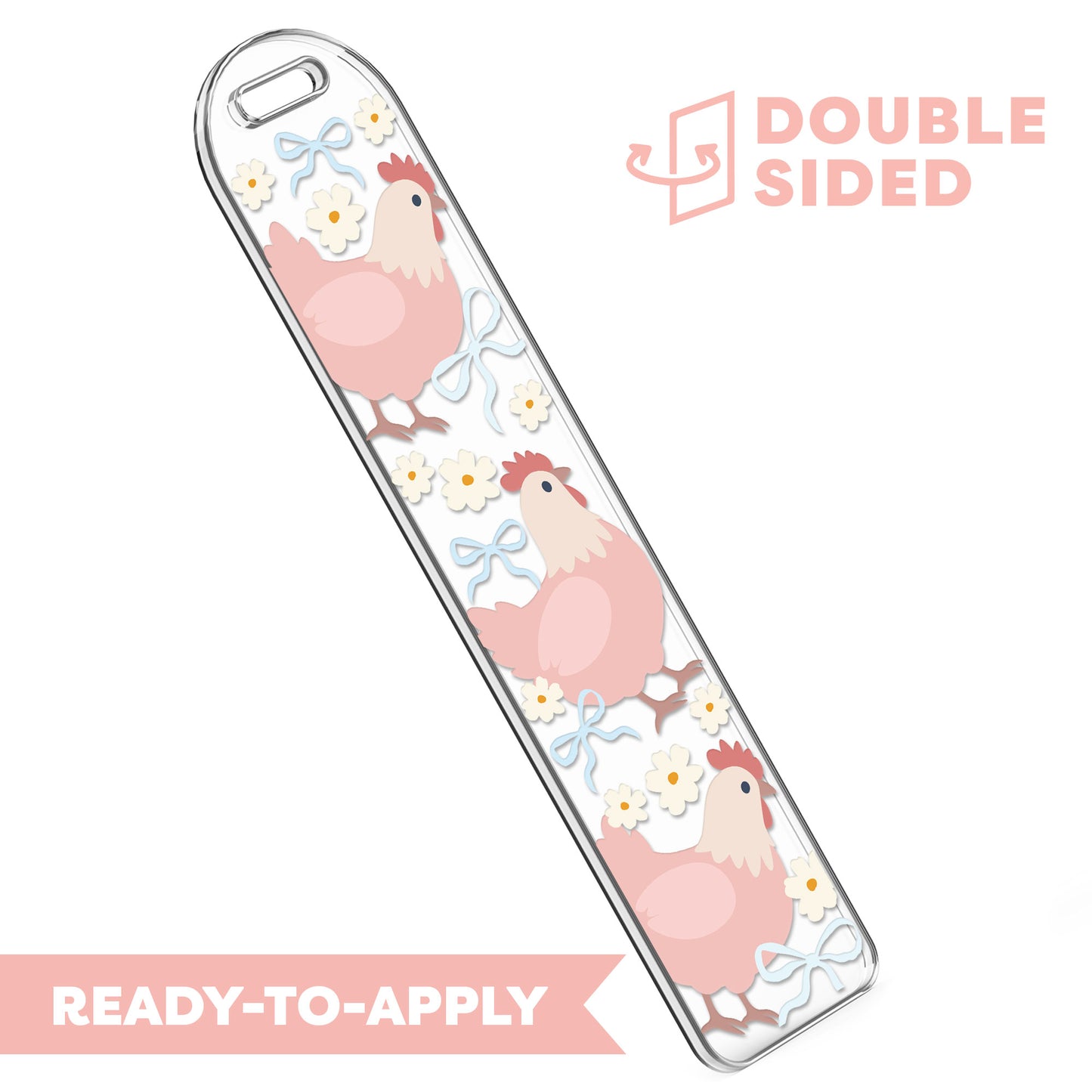 [ Double Sided ] Bookmark UV DTF Decal | Coquette Chicken 💕