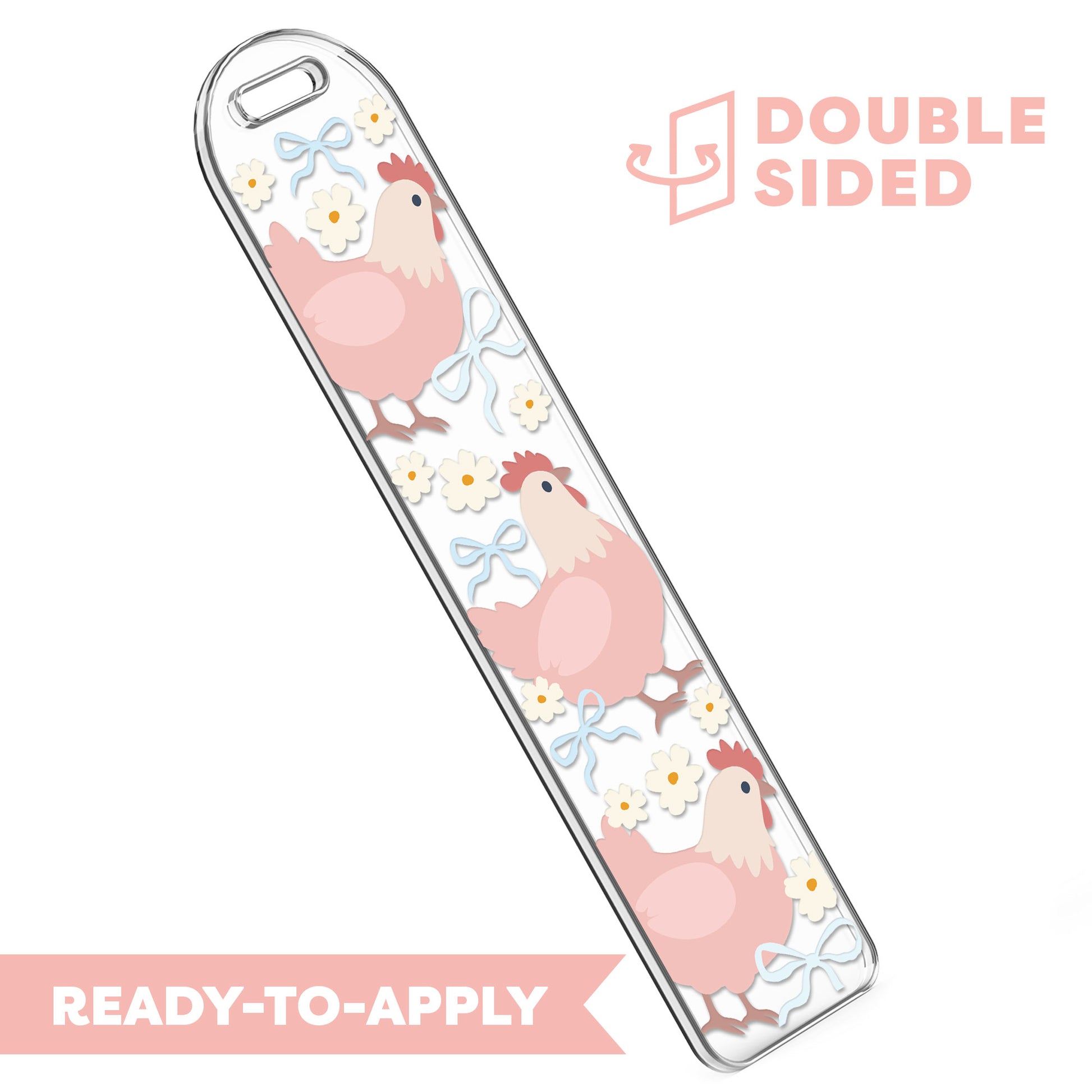 [ Double Sided ] Bookmark UV DTF Decal | Coquette Chicken 💕