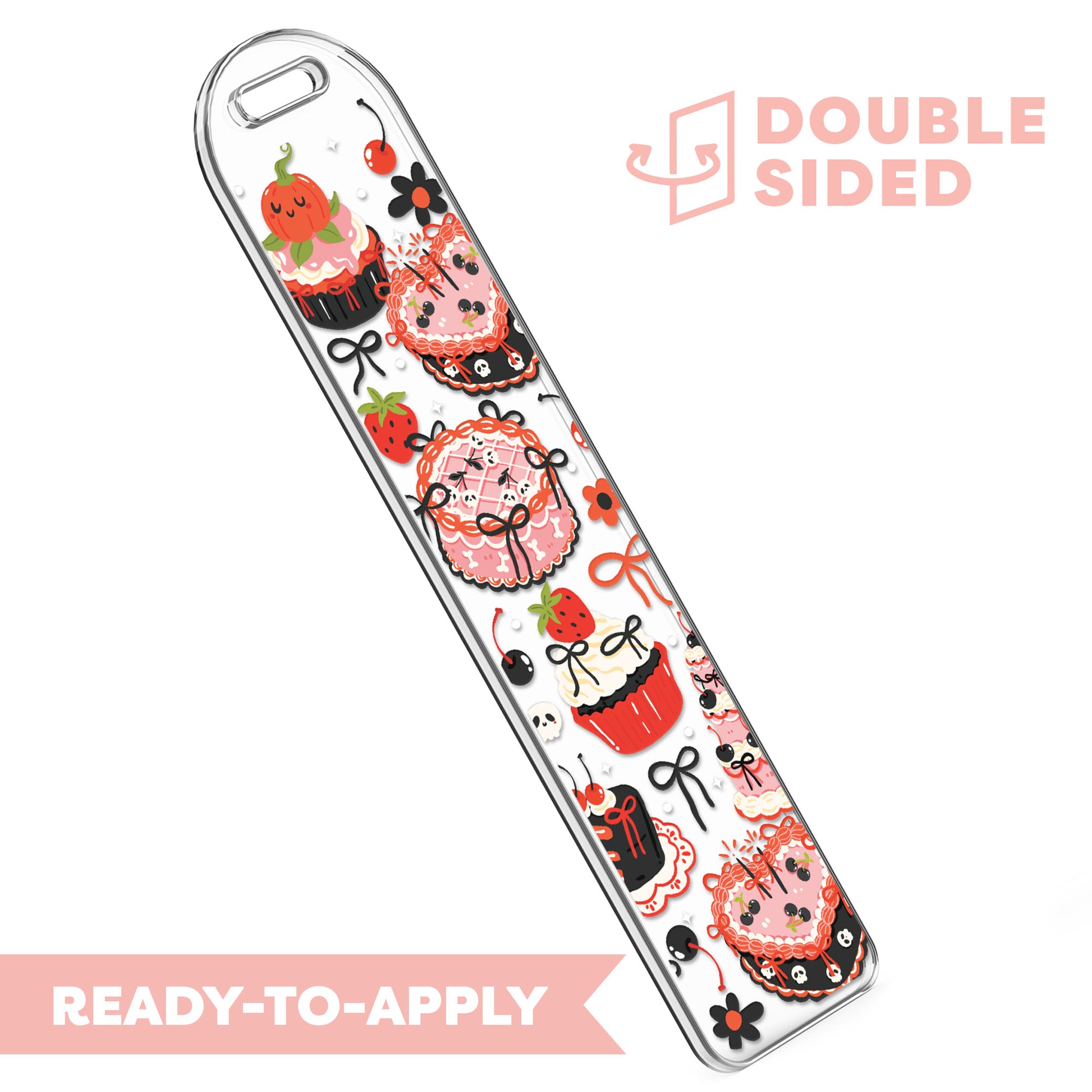 [ Double Sided ] Bookmark UV DTF Decal | Spooky Heart Cake