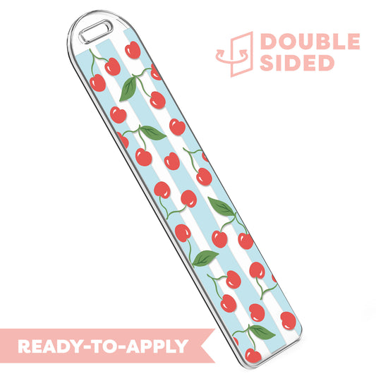 [ Double Sided ] Bookmark UV DTF Decal | Cherry Stripe