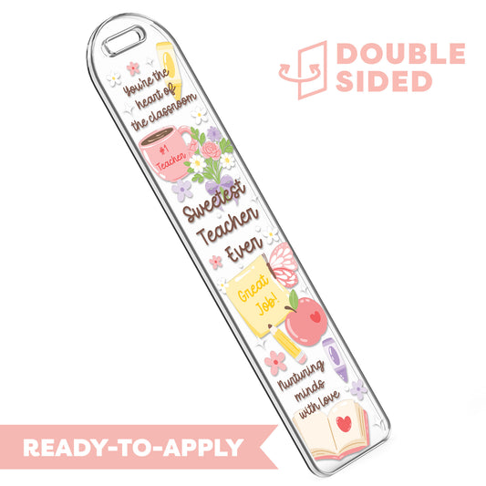 [ Double Sided ] Bookmark UV DTF Decal | Best Teacher Affirmation
