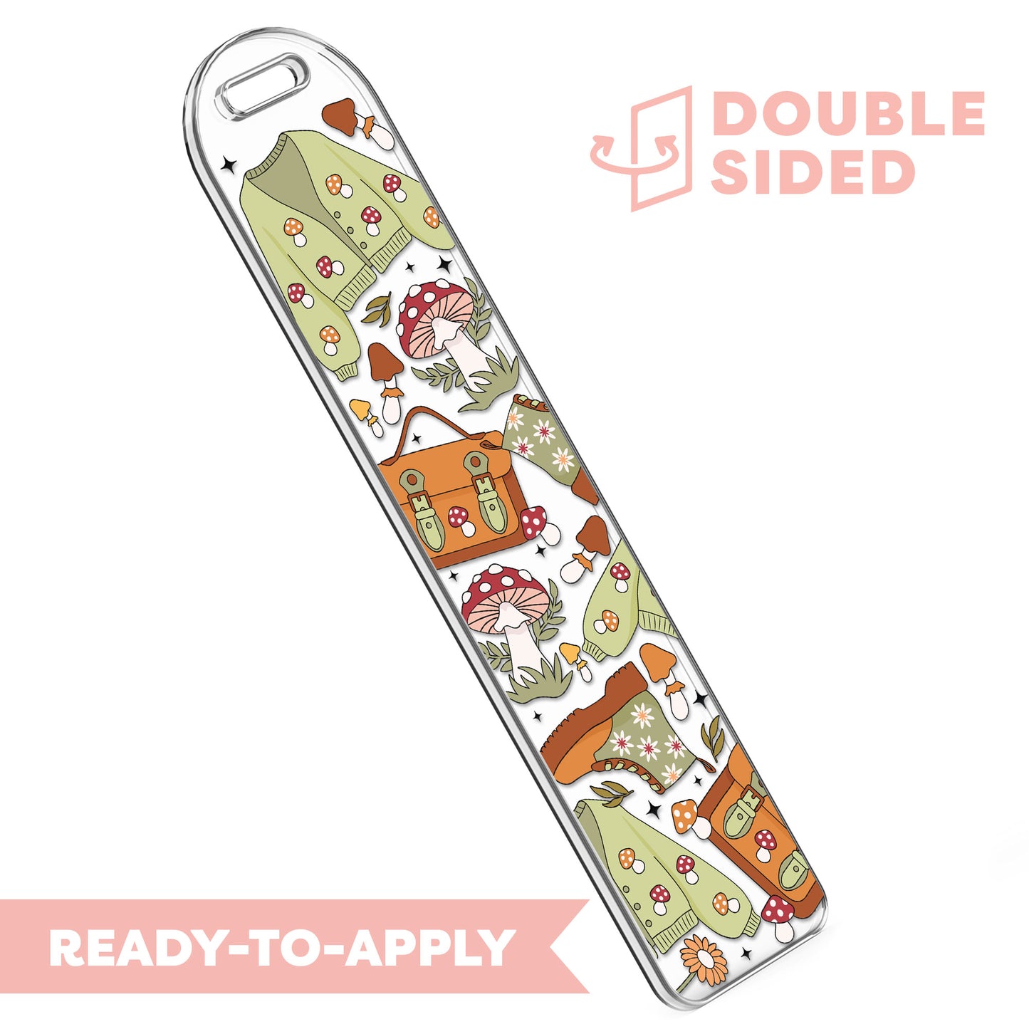 [ Double Sided ] Bookmark UV DTF Decal | Cozy Fall Mushroom 