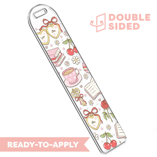 [ Double Sided ] Bookmark UV DTF Decal | Coquette Bookish Girl