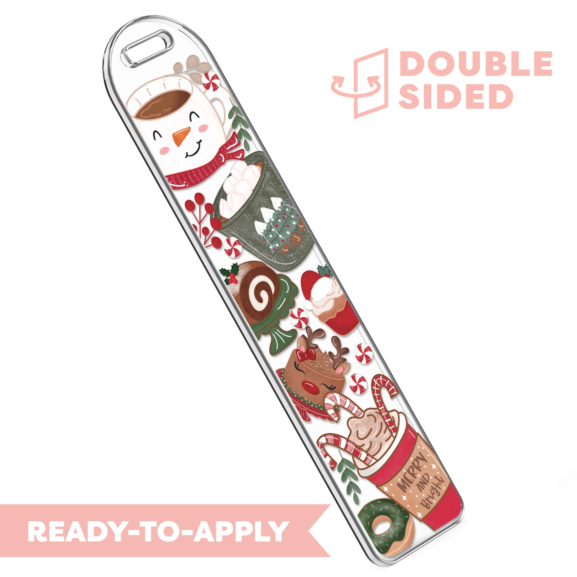 [ Double Sided ] Bookmark UV DTF Decal | Holiday Coffee Date