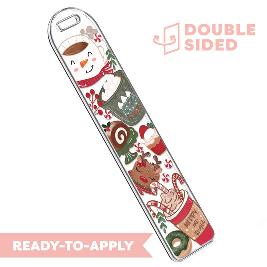 [ Double Sided ] Bookmark UV DTF Decal | Holiday Coffee Date