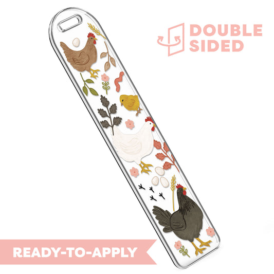 [ Double Sided ] Bookmark UV DTF Decal | Chicken Farm