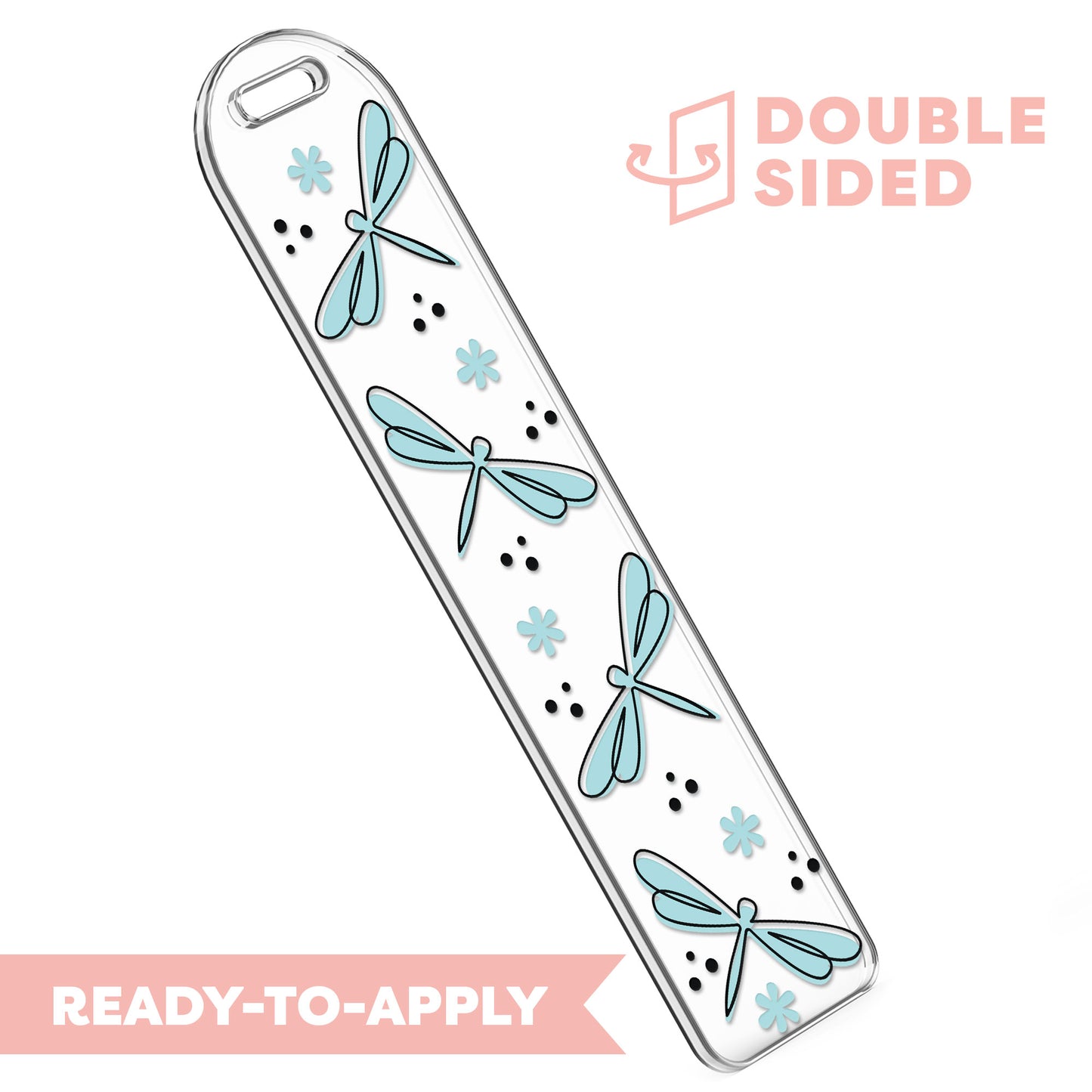 [ Double Sided ] Bookmark UV DTF Decal | Blue Dragonfly