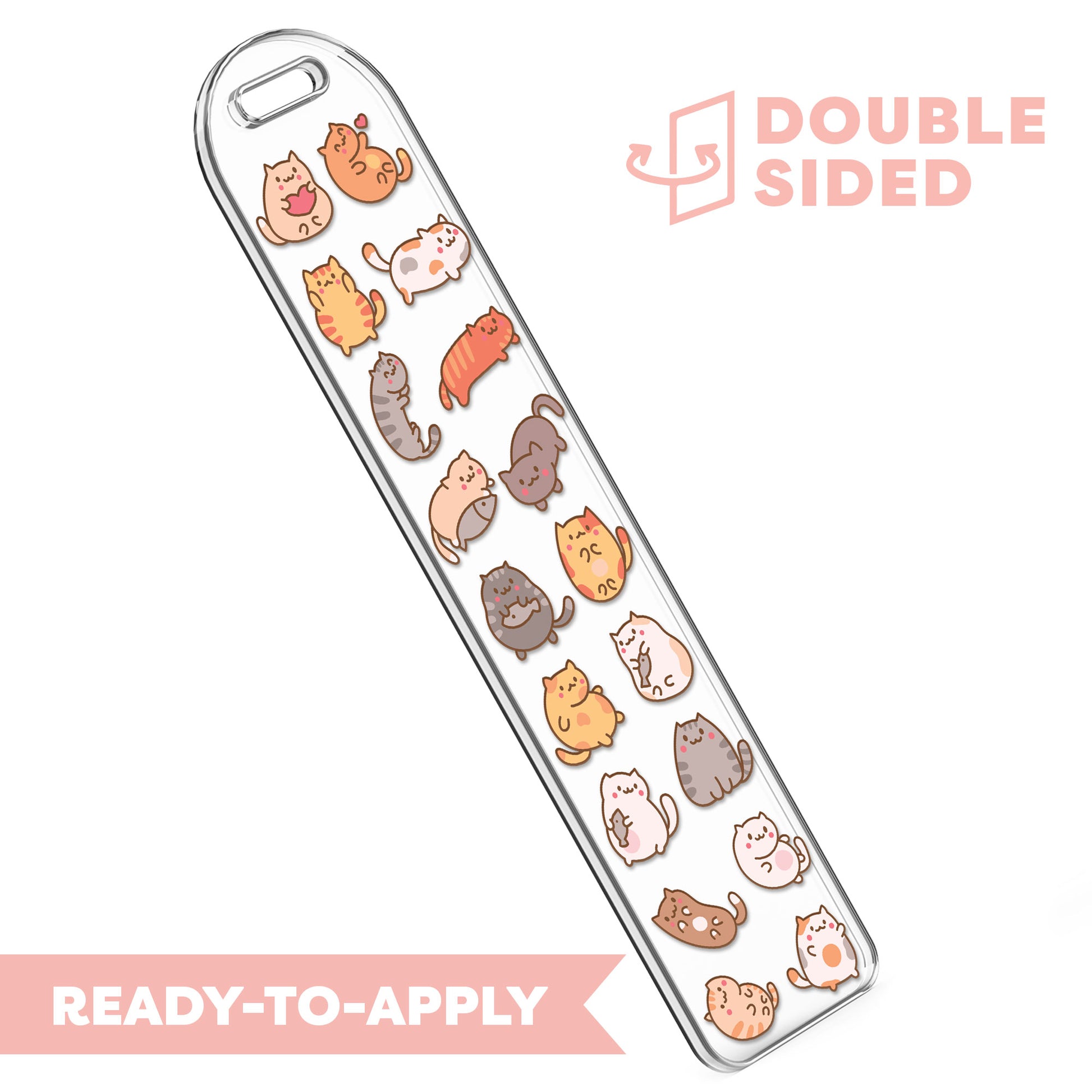 [ Double Sided ] Bookmark UV DTF Decal | Kawaii Cats