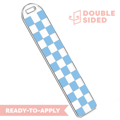 [ Double Sided ] Bookmark UV DTF Decal | Aqua Checkered