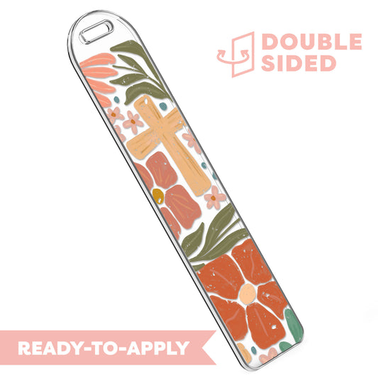 [ Double Sided ] Bookmark UV DTF Decal | Flower & Cross