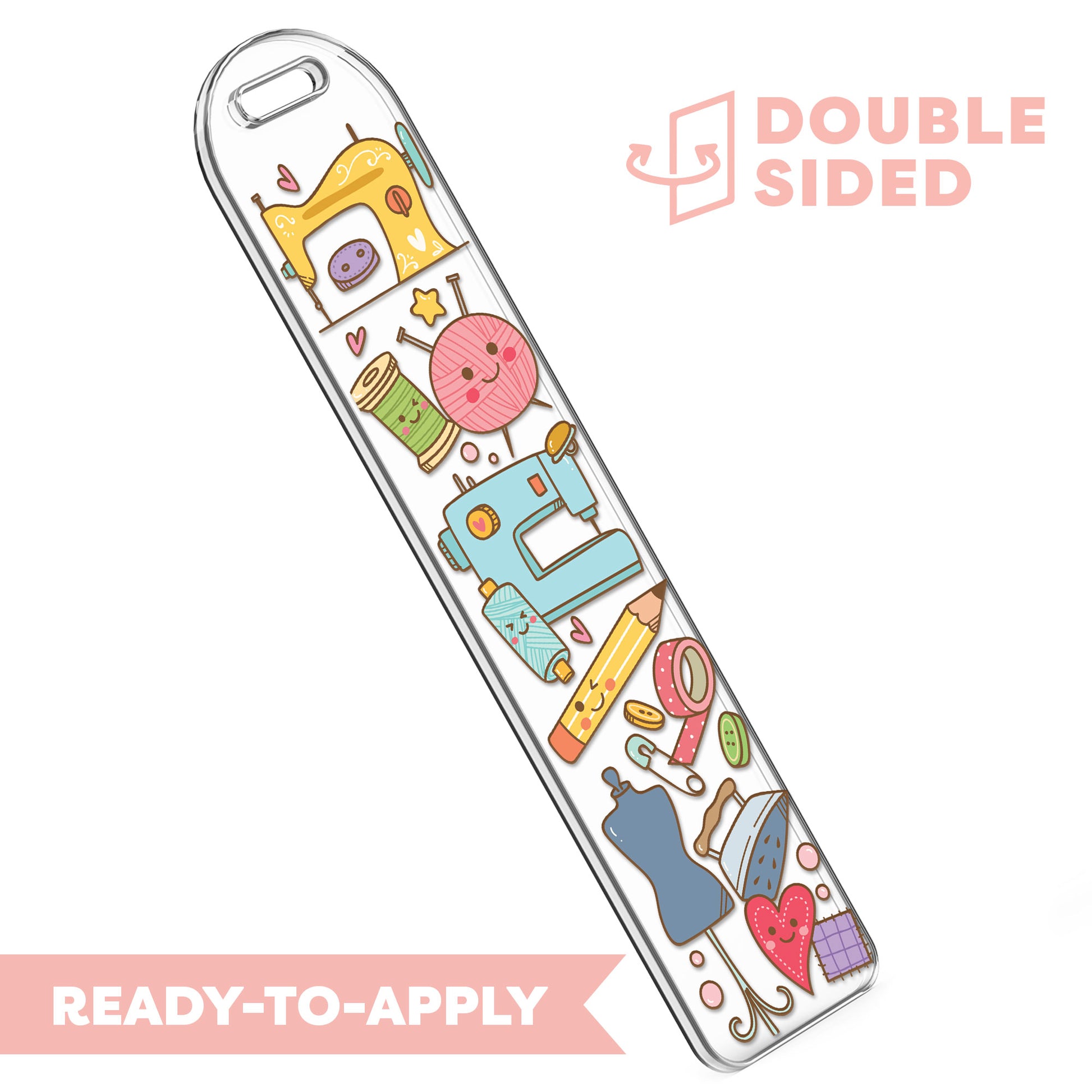 [ Double Sided ] Bookmark UV DTF Decal | Kawaii Sewing Friends