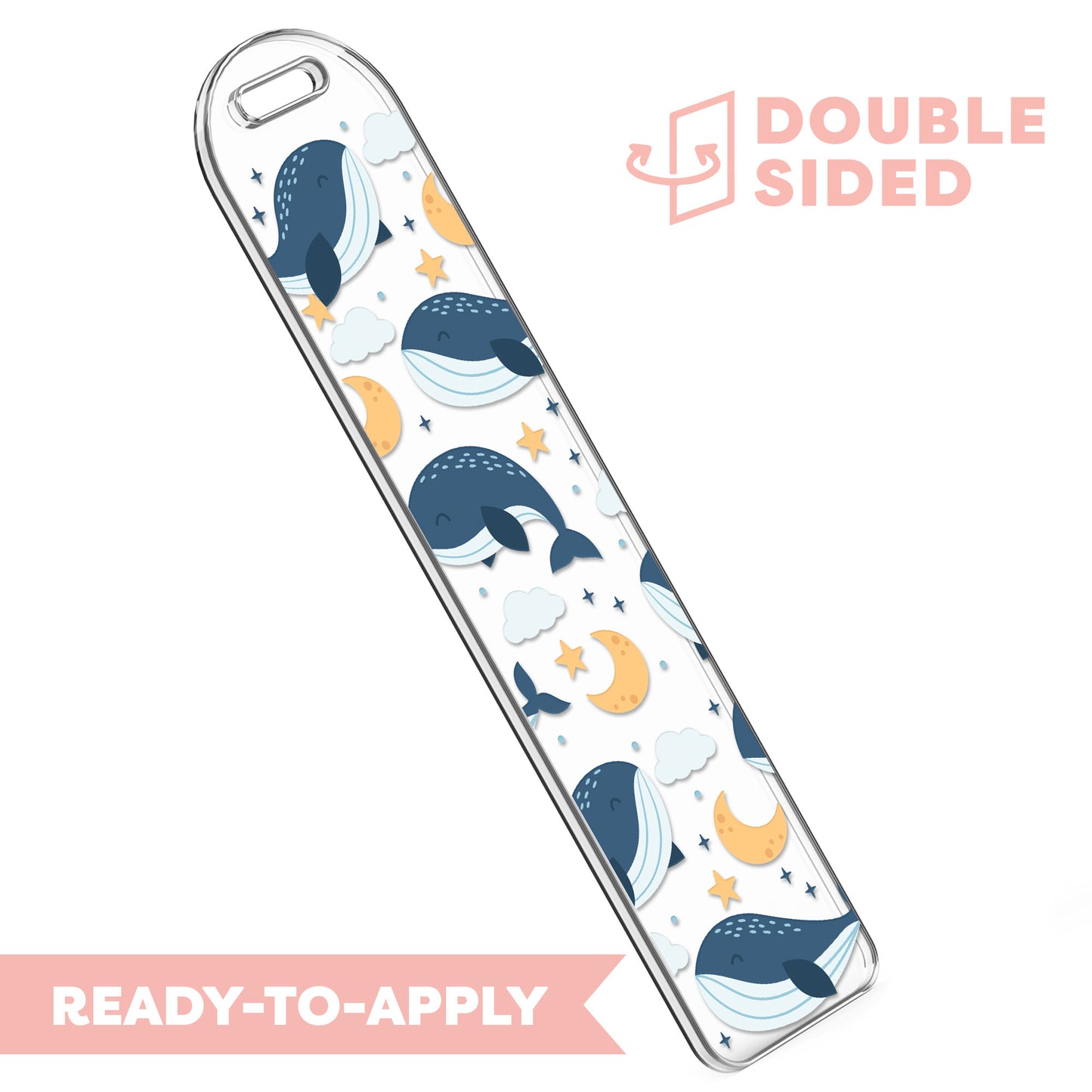 [ Double Sided ] Bookmark UV DTF Decal | Moon Whale