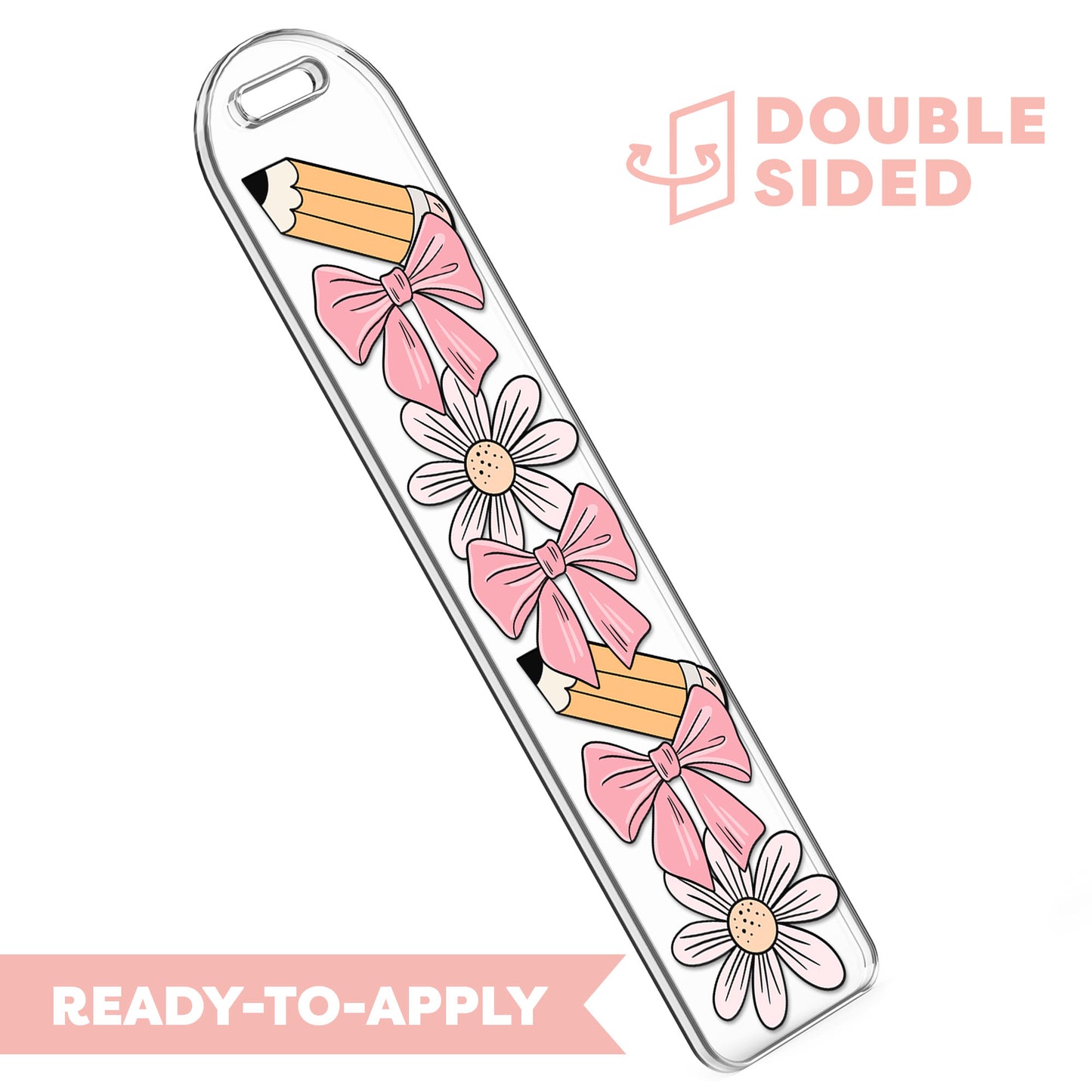 [ Double Sided ] Bookmark UV DTF Decal | Teacher & Bow