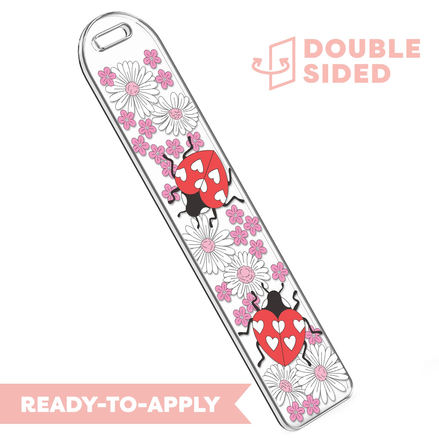 [ Double Sided ] Bookmark UV DTF Decal | Heart Lady Bug