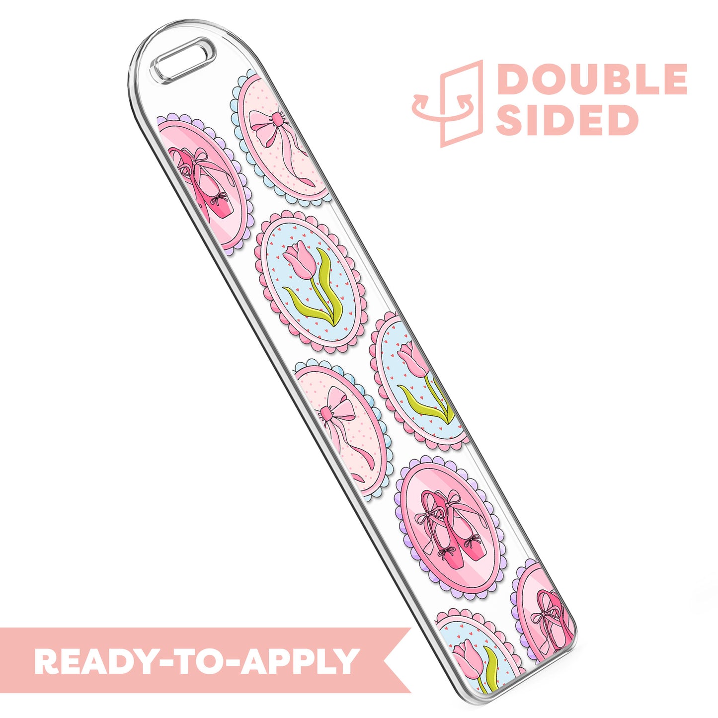 [ Double Sided ] Bookmark UV DTF Decal | Coquette Bow & Ballet