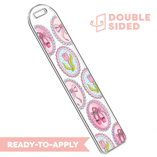 [ Double Sided ] Bookmark UV DTF Decal | Coquette Bow & Ballet