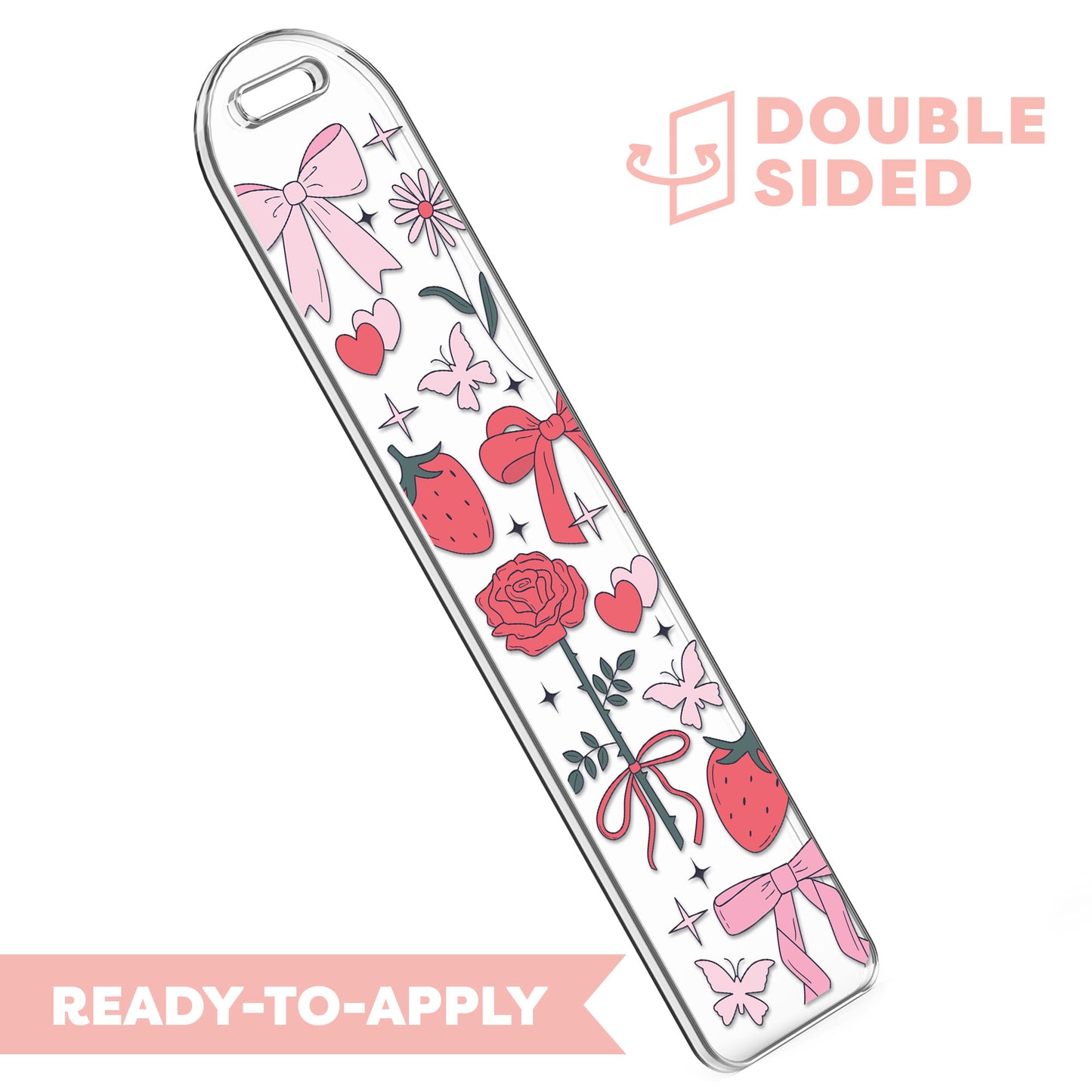 [ Double Sided ] Bookmark UV DTF Decal | Romantic Bow