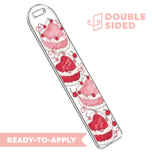 [ Double Sided ] Bookmark UV DTF Decal | Romantic Cake