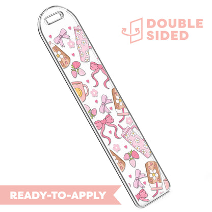 [ Double Sided ] Bookmark UV DTF Decal | Pink Coffee Vibes