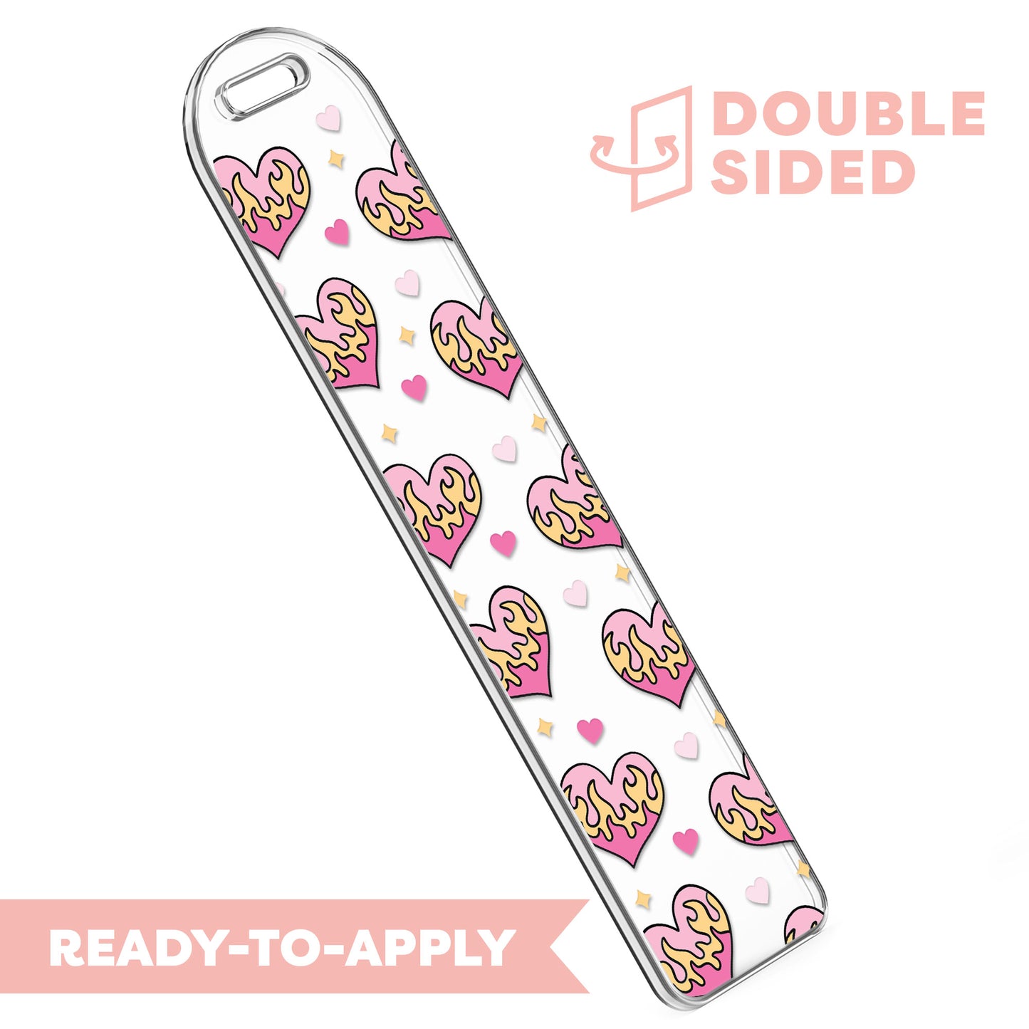 [ Double Sided ] Bookmark UV DTF Decal | Fire Heart