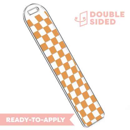 [ Double Sided ] Bookmark UV DTF Decal | Wavy Pumpkin Checkered