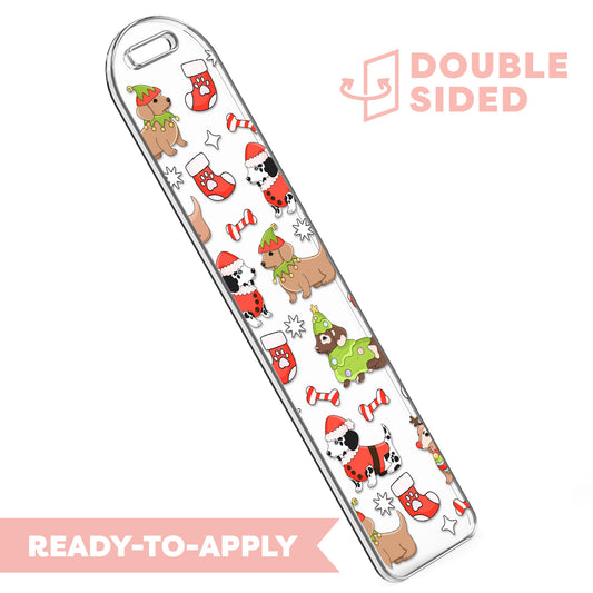 [ Double Sided ] Bookmark UV DTF Decal | Doggy Christmas