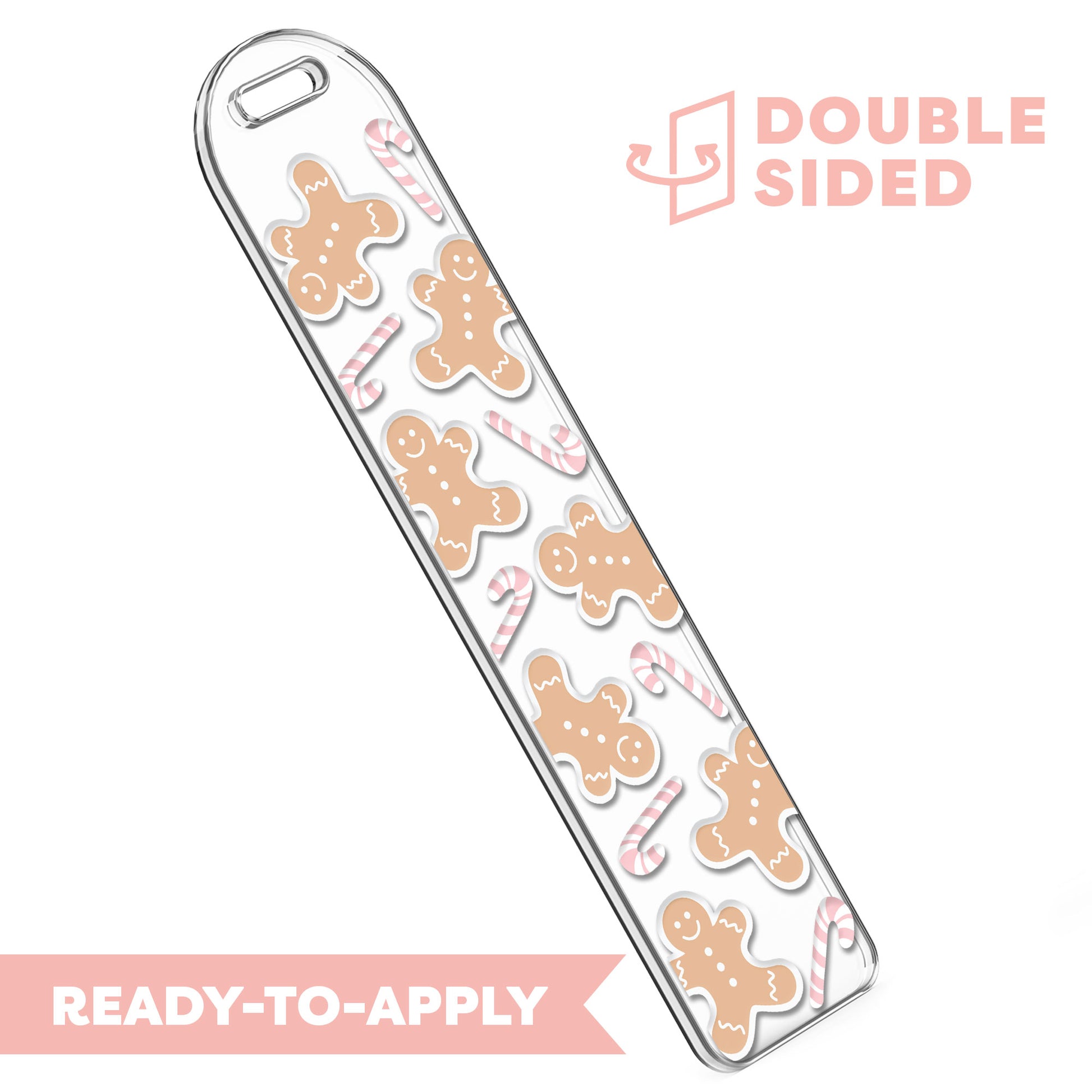 [ Double Sided ] Bookmark UV DTF Decal | Pink Gingerbread Man