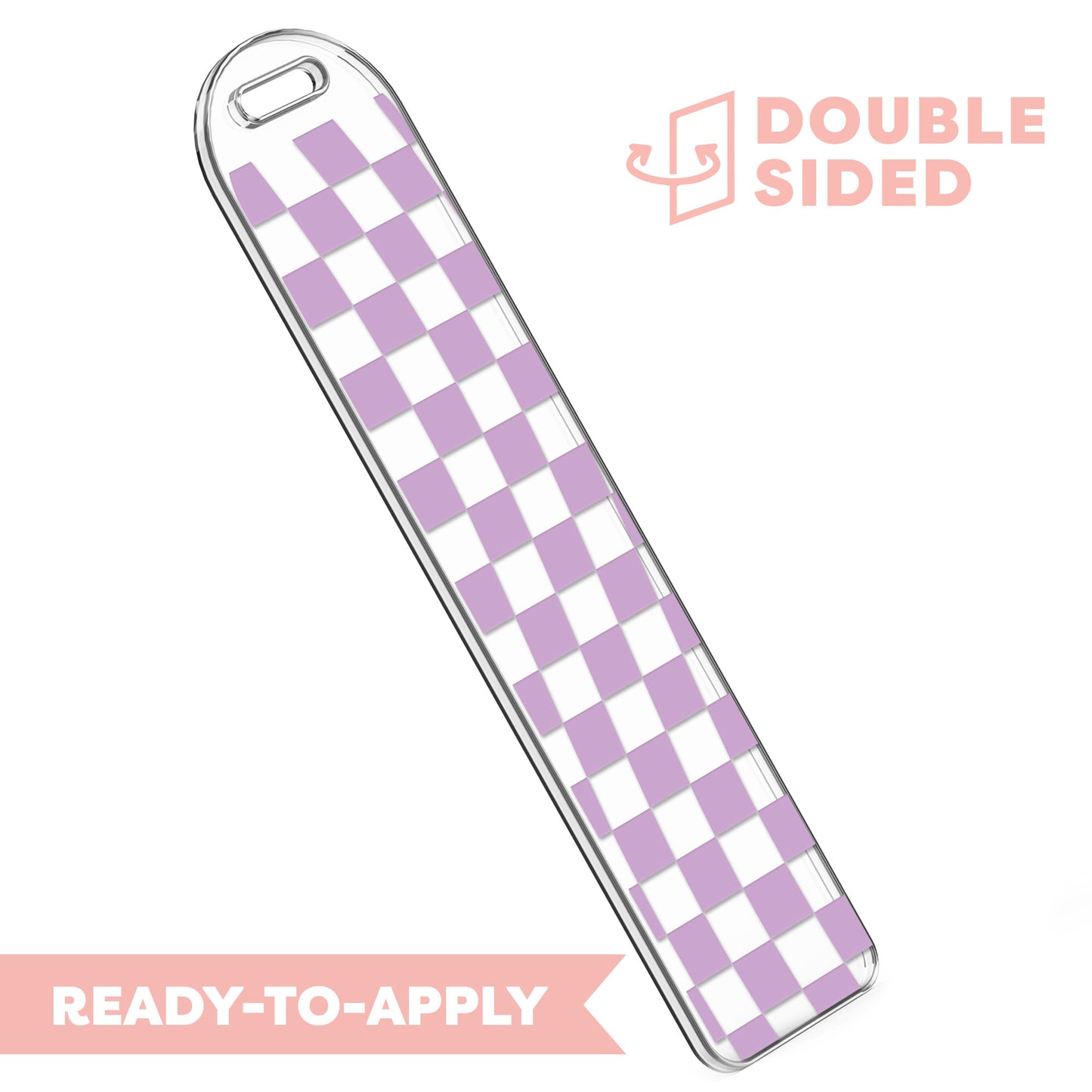 [ Double Sided ] Bookmark UV DTF Decal | Wavy Amethyst Checkered