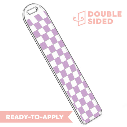 [ Double Sided ] Bookmark UV DTF Decal | Wavy Amethyst Checkered