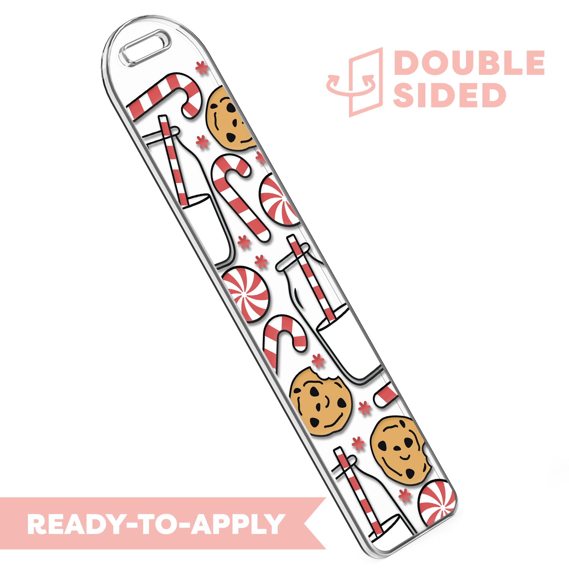 [ Double Sided ] Bookmark UV DTF Decal | Holiday Milk & Cookie