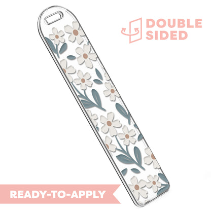 [ Double Sided ] Bookmark UV DTF Decal | White Daisy Field