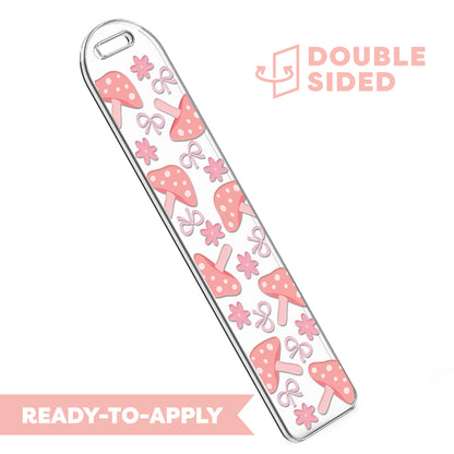 [ Double Sided ] Bookmark UV DTF Decal | Pink Mushroom