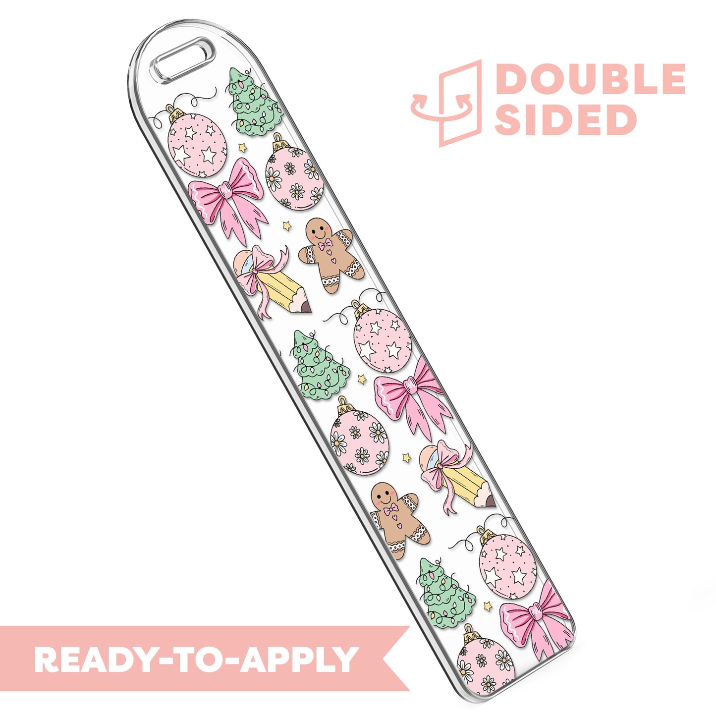 [ Double Sided ] Bookmark UV DTF Decal | School x Christmas