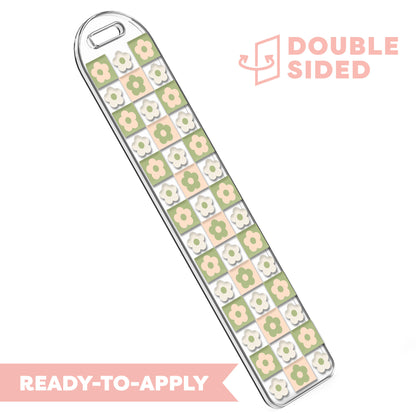 [ Double Sided ] Bookmark UV DTF Decal | Retro Flower Matcha