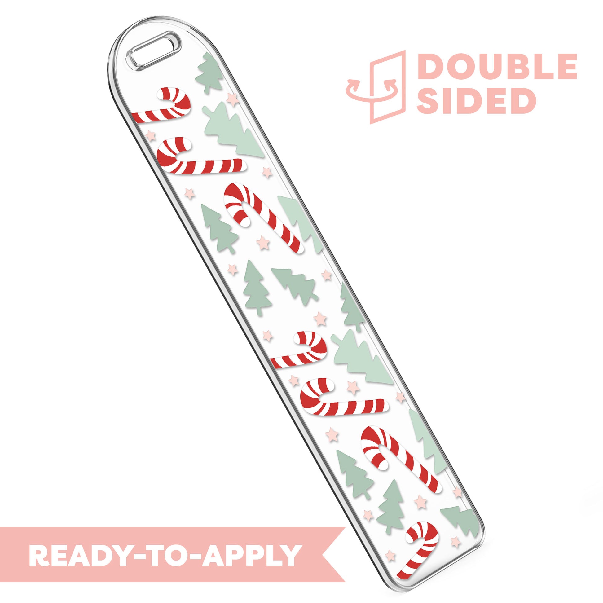 [ Double Sided ] Bookmark UV DTF Decal | Candy Cane & Tree