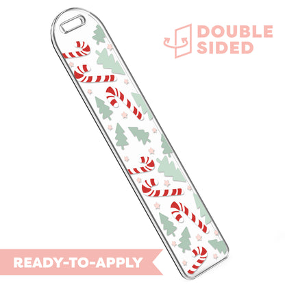 [ Double Sided ] Bookmark UV DTF Decal | Candy Cane & Tree